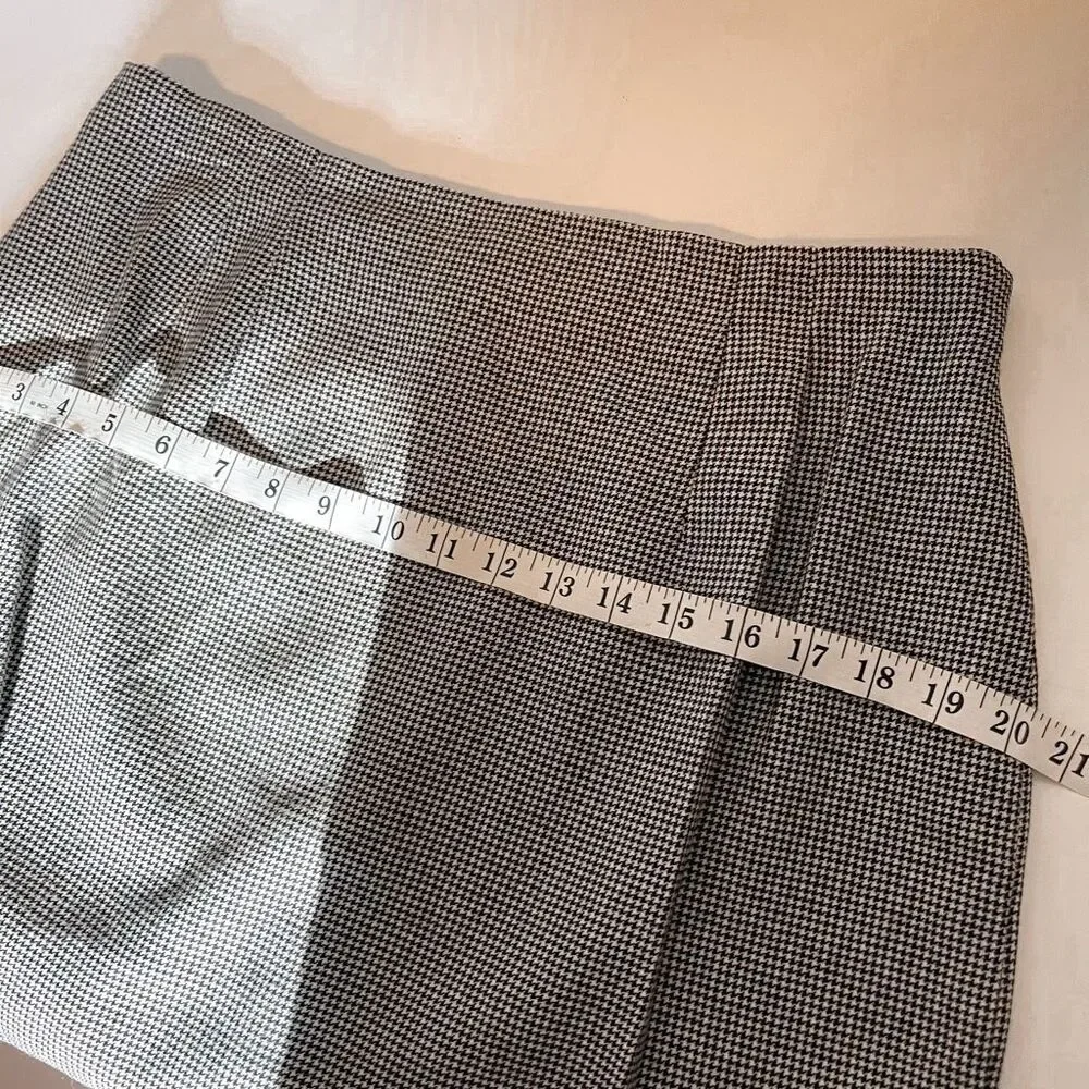 Vintage Houndstooth Knee Length Wool‎ Skirt Size 14